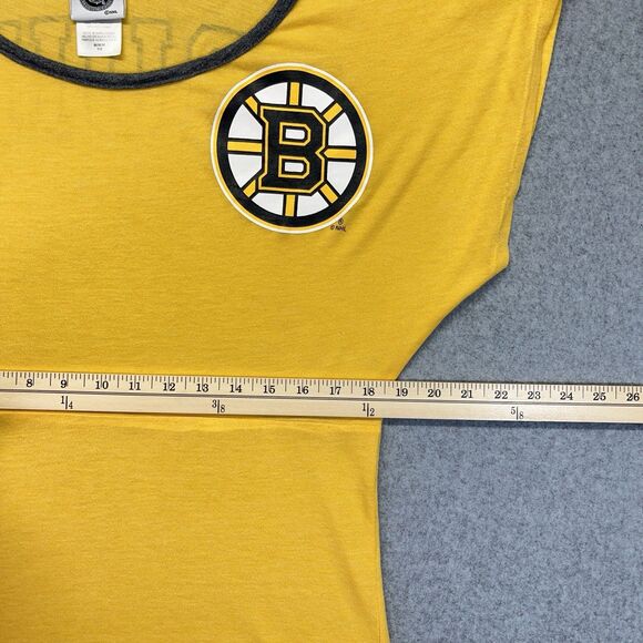Boston Bruins T-Shirt Women’s Medium Yellow Wide Neck NHL Drop Tag - Picture 8 of 11
